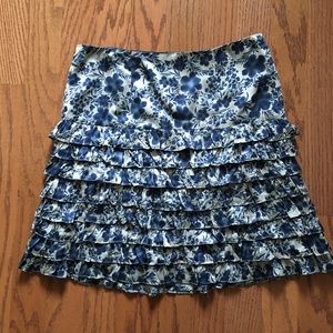 Ruffled silk floral mini skirt by Nanette Lepore